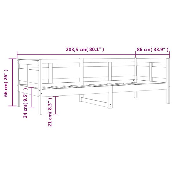 vidaXL Καναπές Κρεβάτι Λευκός 80 x 200 εκ. από Μασίφ Ξύλο Πεύκου