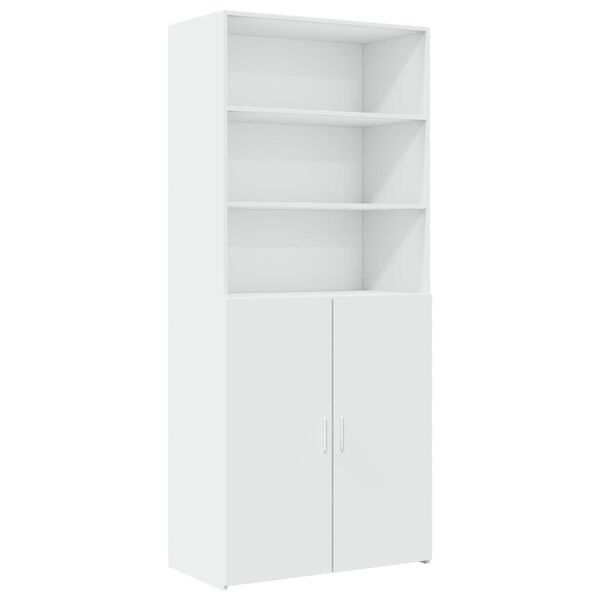 vidaXL Ραφιέρα με Ντουλάπια Λευκή 80x42,5x225 εκ. από Επεξ. Ξύλο