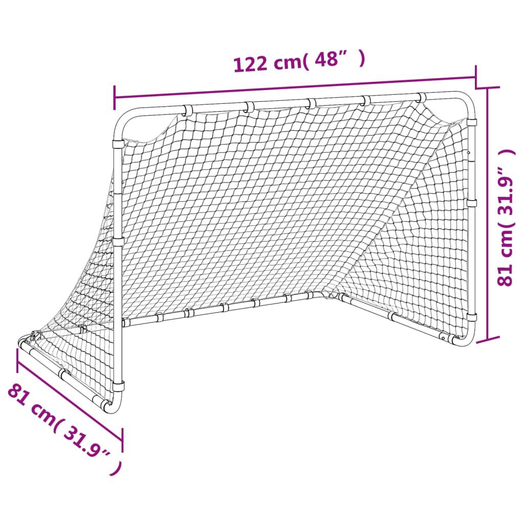 vidaXL Τέρμα Ποδοσφαίρου 122 x 81 x 81 εκ. Ατσάλινο
