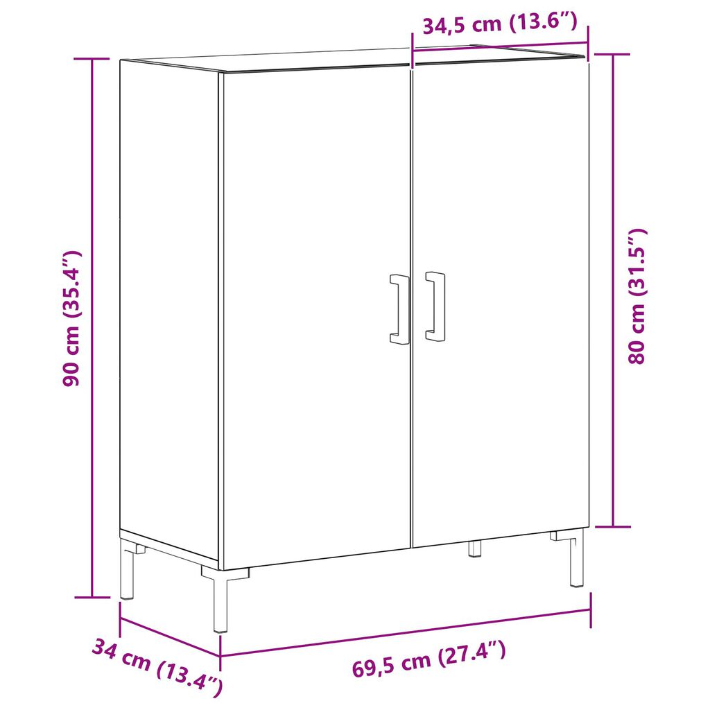 vidaXL Σύνθετο Μαύρη Δρυς 69,5x34x90 εκ Κατασκευασμένο Ξύλο