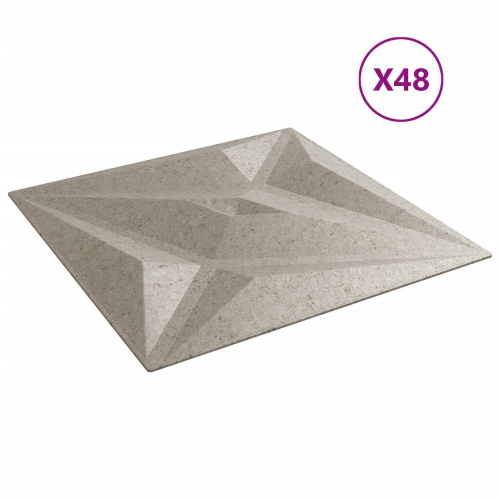 vidaXL Πάνελ Τοίχου 48 τεμ. Τσιμέντο Σχ. Αστέρι 50x50 εκ. 12 μ² XPS