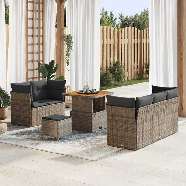 vidaXL Σετ Καναπέ Κήπου 8 pcs Γκρι συνθετικό ρατάν
