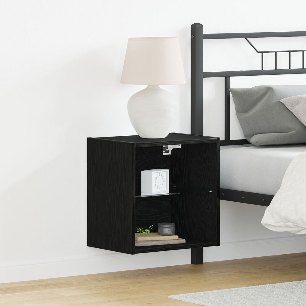 Floating Ράφι vidaXL Μαύρο Δρυς 40x28,5x40 εκ Επεξεργασμένο Ξύλο