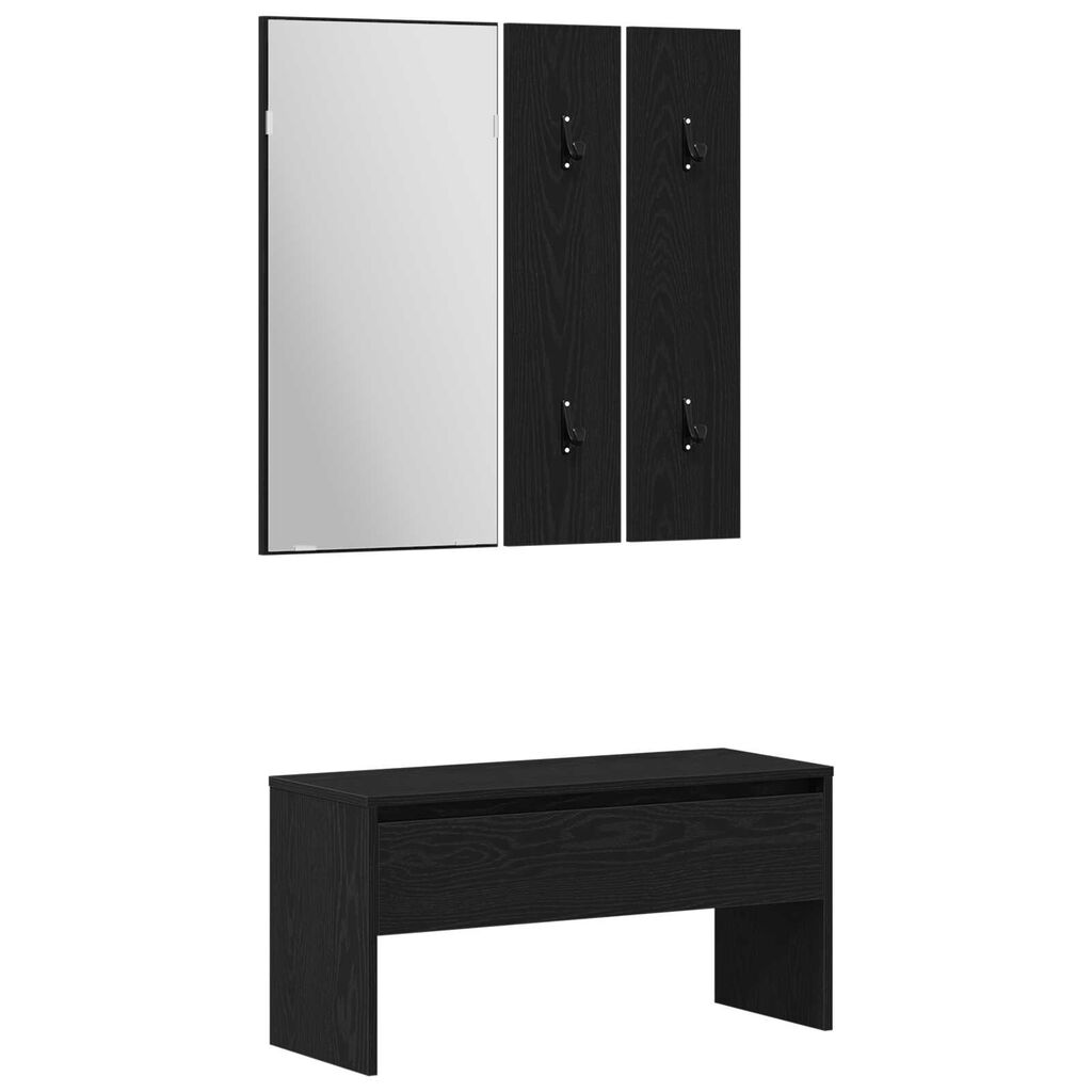 vidaXL Σετ επίπλων χωλ 5 pcs Μαύρη βελανιδιά, Ασημί 80 x 30.5 x 40 εκ