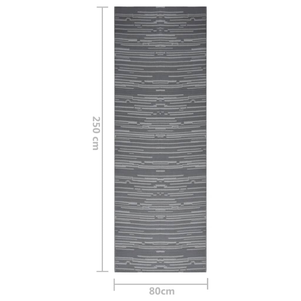vidaXL Χαλί εξωτερικού χώρου ARAKIL Ανθρακί 80x250 cm PP