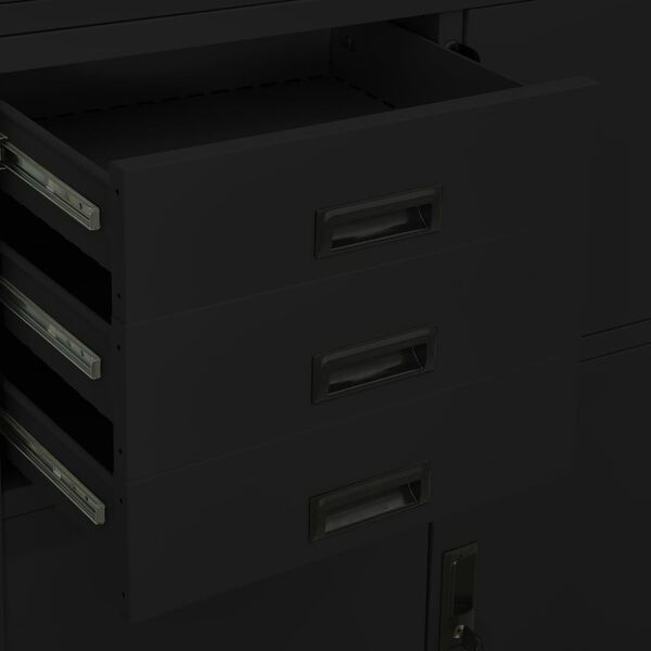 vidaXL Ντουλάπα Γραφείου Μαύρη 90 x 40 x 180 εκ. Ατσάλινη