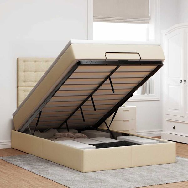 vidaXL &Omicron;&theta;&omega;&mu;&alpha;&nu;&iota;&kappa;ό &kappa;&rho;&epsilon;&beta;ά&tau;&iota; &mu;&epsilon; &sigma;&tau;&rho;ώ&mu;&alpha; & LEDs Cream 120x200cm ύ&phi;&alpha;&sigma;&mu;&alpha;