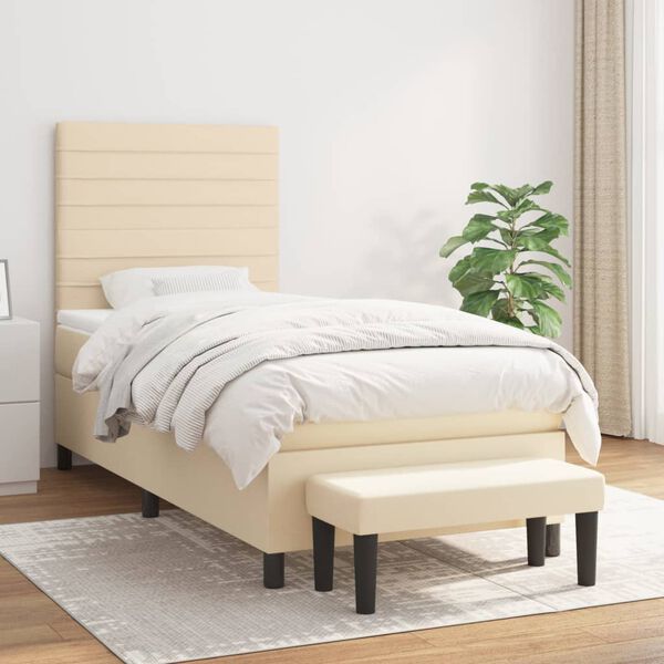 vidaXL &Kappa;&rho;&epsilon;&beta;ά&tau;&iota; Boxspring &mu;&epsilon; &Sigma;&tau;&rho;ώ&mu;&alpha; &Kappa;&rho;&epsilon;&mu; 80 x 200 &epsilon;&kappa;. &Upsilon;&phi;&alpha;&sigma;&mu;ά&tau;&iota;&nu;&omicron;