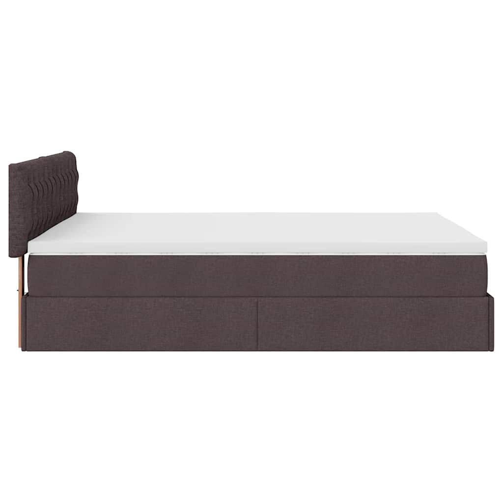 vidaXL Οθωμανικό κρεβάτι με στρώμα & LEDs Σκούρο καφέ 140x190cm Ύφασμα