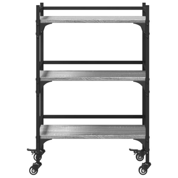 vidaXL Τρόλεϊ Κουζίνας Sonoma Γκρι 50x35x75,5 εκ. Επεξεργασμένο Ξύλο