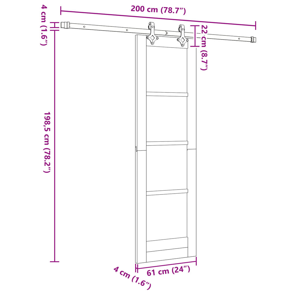 vidaXL Συρόμενη Πόρτα με Σετ Εξαρτημάτων 61x198.5 εκ Μασίφ Ξύλο Πεύκου, vidaXL Εσωτερική Πόρτα 'ORKDAL'61x198.5 εκ Μασίφ Ξύλο Πεύκου