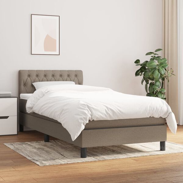 vidaXL &Kappa;&rho;&epsilon;&beta;ά&tau;&iota; Boxspring &mu;&epsilon; &Sigma;&tau;&rho;ώ&mu;&alpha; Taupe 90x200 &epsilon;&kappa;. &Upsilon;&phi;&alpha;&sigma;&mu;ά&tau;&iota;&nu;&omicron;
