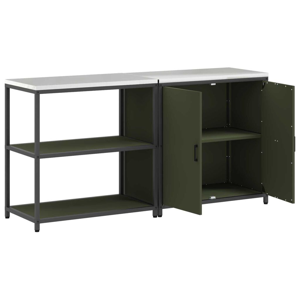vidaXL Σετ Αποθήκευσης Κουζίνας 2 pcs Ελιά Πράσινη 150 x 50 x 92 εκ.