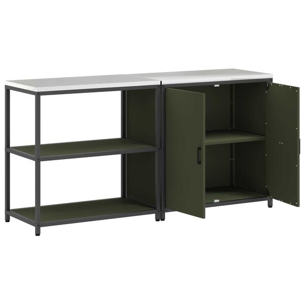vidaXL Σετ Αποθήκευσης Κουζίνας 2 pcs Ελιά Πράσινη 150 x 50 x 92 εκ.