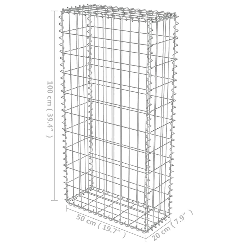 vidaXL Συρματοκιβώτιο Τοίχος 50x20x100 εκ. Γαλβαν.Χάλυβας + Καλύμματα