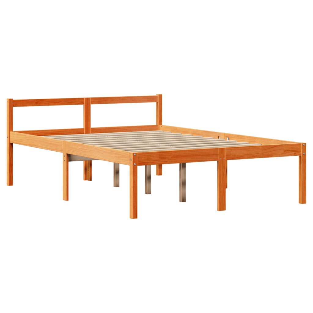 vidaXL Κρεβάτι Βιβλιοθήκη Χωρίς Στρώμα Καφέ 150x200 εκ Μασίφ Πεύκο