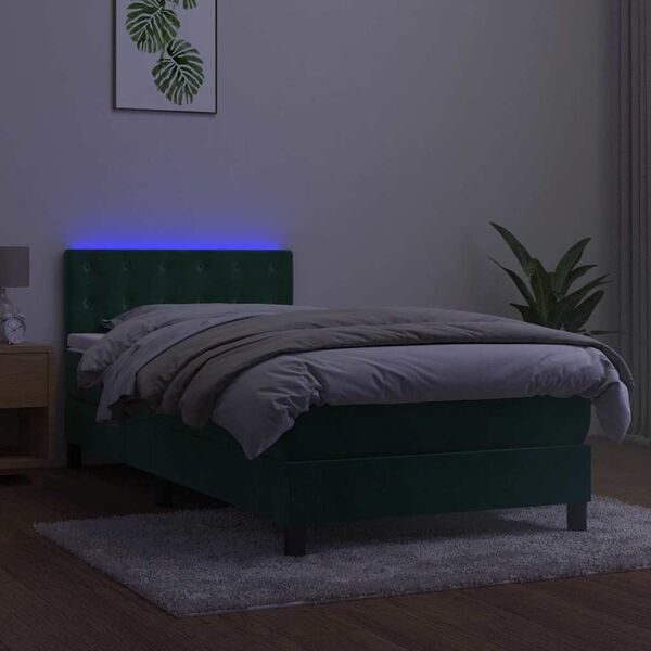 vidaXL &Kappa;&rho;&epsilon;&beta;ά&tau;&iota; Boxspring &mu;&epsilon; &Sigma;&tau;&rho;ώ&mu;&alpha; & LED &Sigma;&kappa;. &Pi;&rho;ά&sigma;&iota;&nu;&omicron; 100x200&epsilon;&kappa; &Beta;&epsilon;&lambda;&omicron;ύ&delta;&omicron;