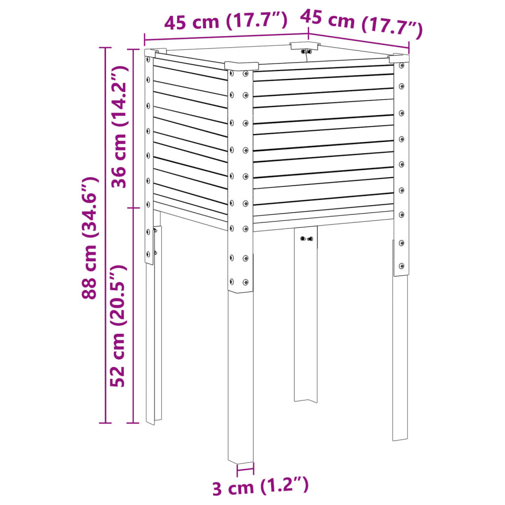 vidaXL Ζαρντινιέρα 45x45x88 εκ. Ατσάλι Σκληρυθέν στον Αέρα