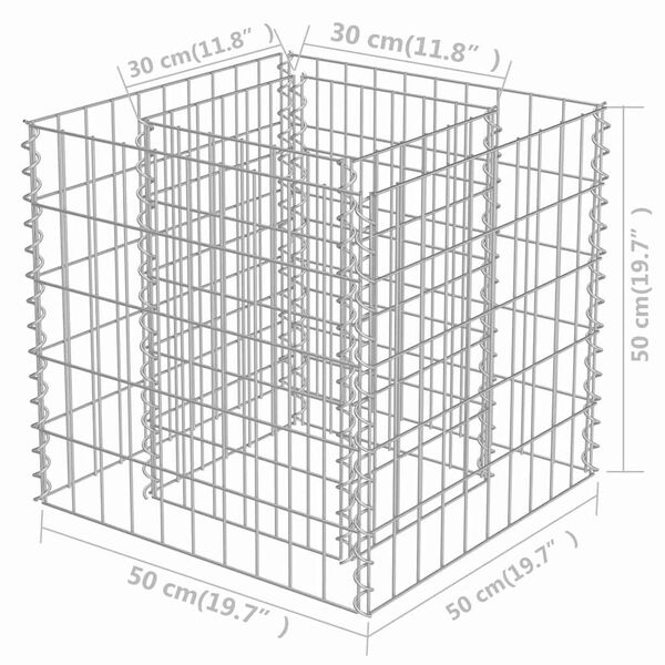 vidaXL Συρματοκιβώτιο-Γλάστρα Υπερυψωμένη 50x50x50 εκ. Γαλβ. Χάλυβας