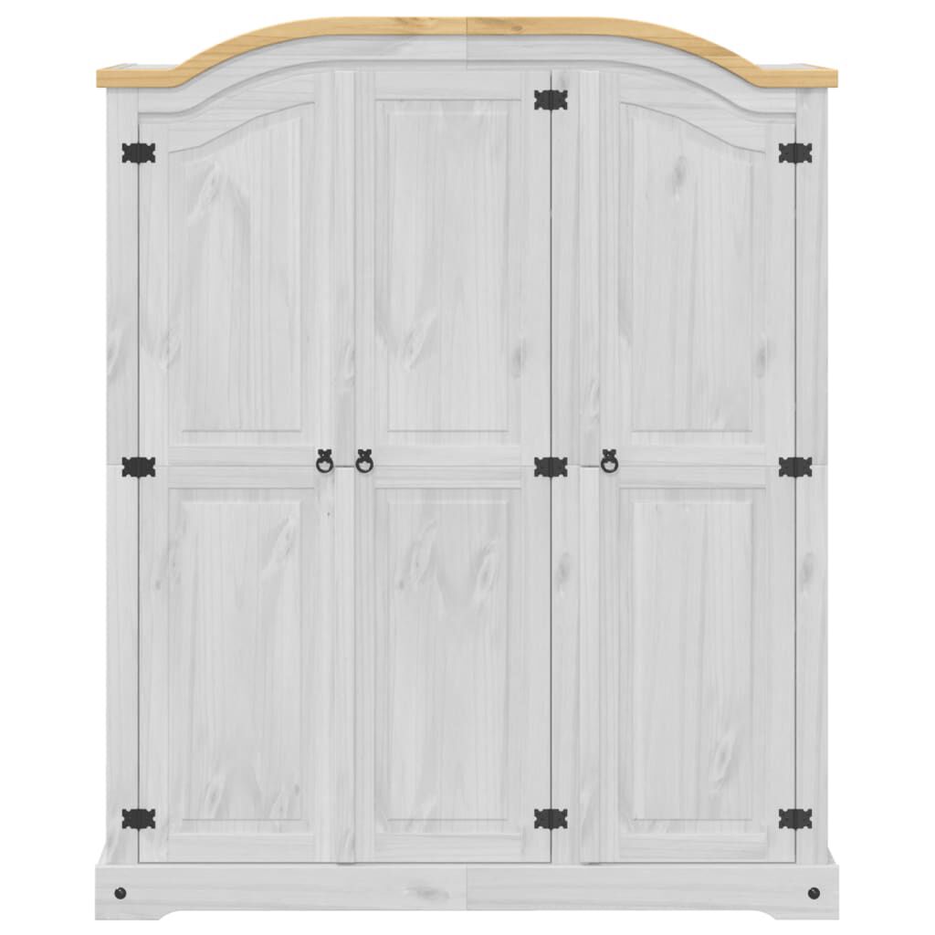 vidaXL Ντουλάπα Corona Λευκό 151,5x52x186 εκ. από Μασίφ Ξύλο Πεύκου