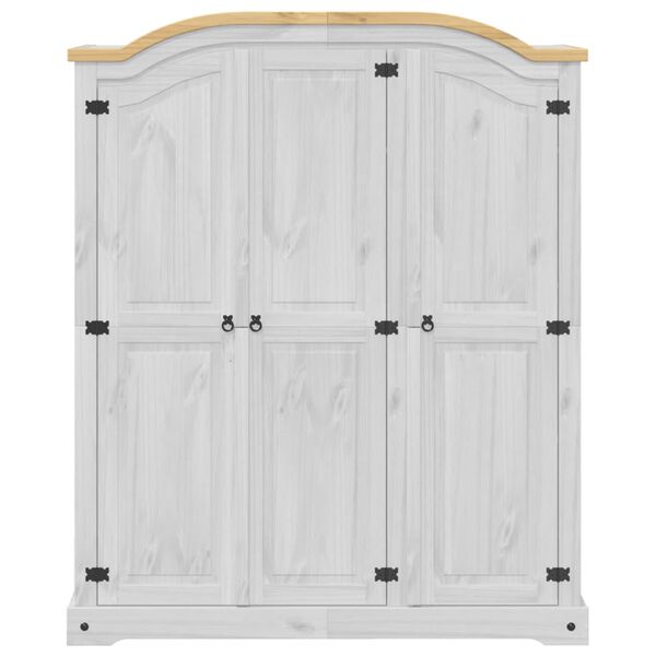 vidaXL Ντουλάπα Corona Λευκό 151,5x52x186 εκ. από Μασίφ Ξύλο Πεύκου