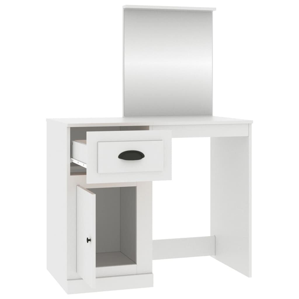 vidaXL Μπουντουάρ με Καθρέφτη Λευκό 90 x 50 x 132,5 εκ. Επεξεργ. Ξύλο