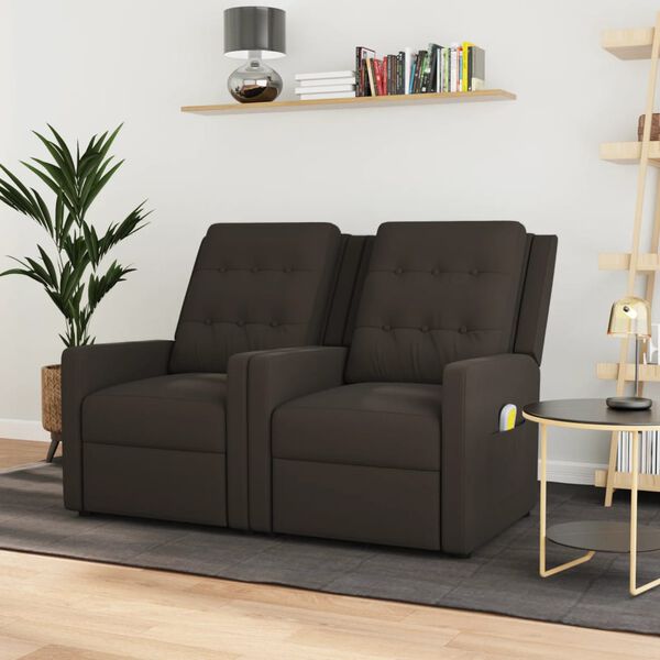 vidaXL Πολυθρόνα Μασάζ Διθέσια Ανακλινόμενη Καφέ Υφασμάτινη