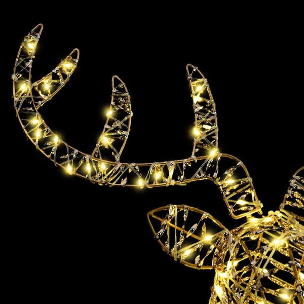 vidaXL Έλκηθρο με Ελάφια με 140 LED Θερμό λευκό 60 cm PET