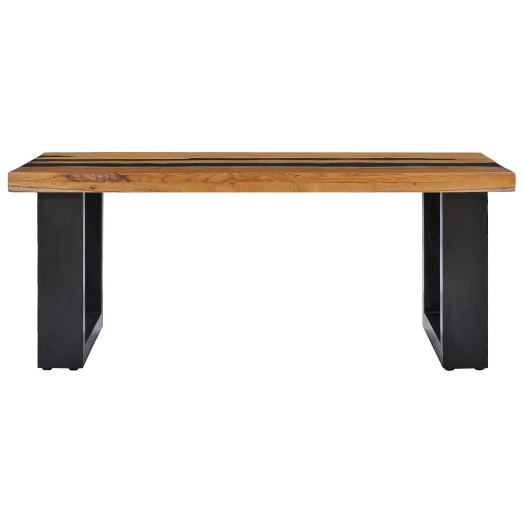 vidaXL Τραπέζι Σαλονιού 100x50x40 εκ. Μασίφ Ξύλο Teak/Ηφαιστ. Πέτρωμα