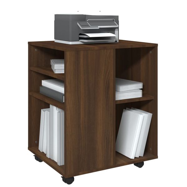 vidaXL Ντουλάπι Με Ροδάκια Καφέ Δρυς 60 x 53 x 72 εκ. Επεξεργ. Ξύλο