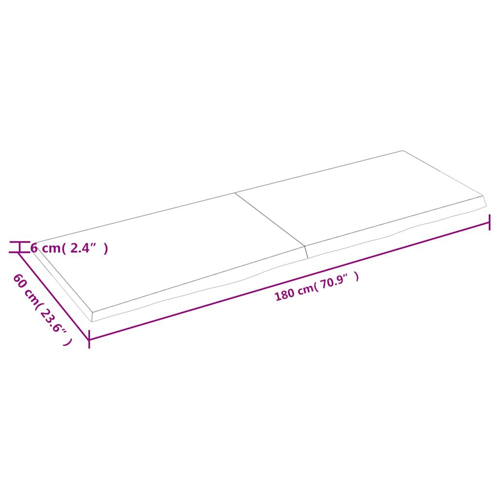 vidaXL Ράφι Τοίχου Ανοιχτό Καφέ 180x60x(2-6)εκ. Επεξ. Μασίφ Ξύλο Δρυός