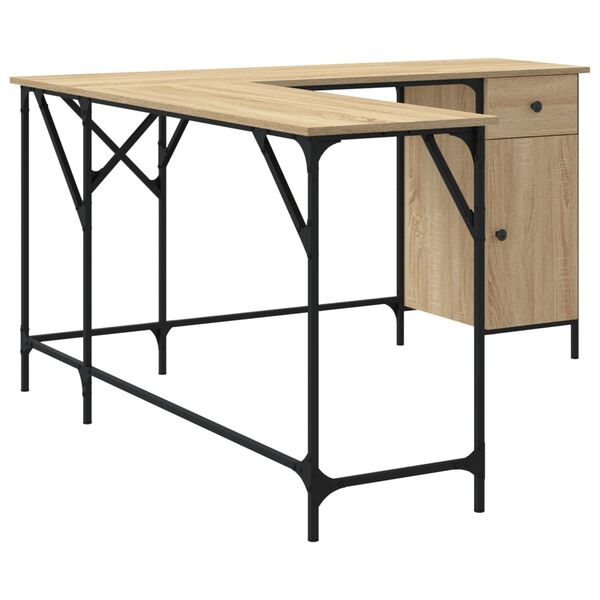 vidaXL Γραφείο Sonoma Δρυς 141 x 141 x 75 εκ. από Επεξεργασμένο Ξύλο