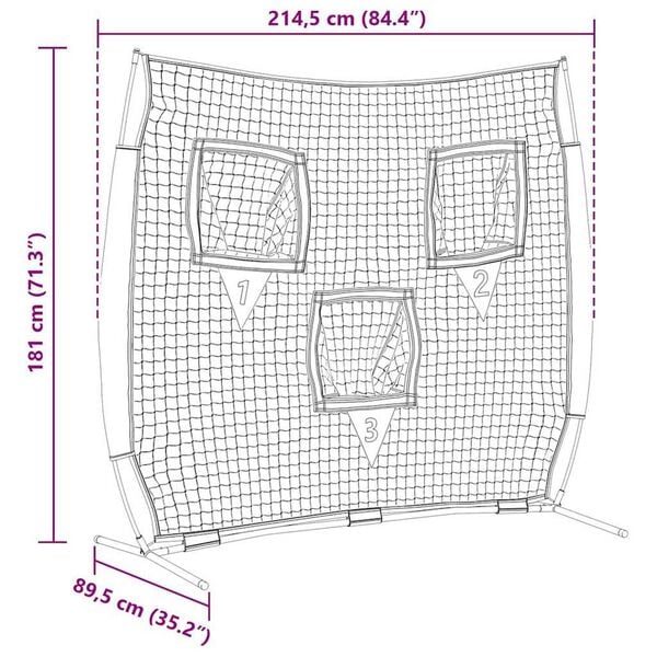 vidaXL Μπέιζμπολ & Σόφτμπολ Μαύρο 214.5 x 89.5 x 181 εκ. Πολυεστέρας
