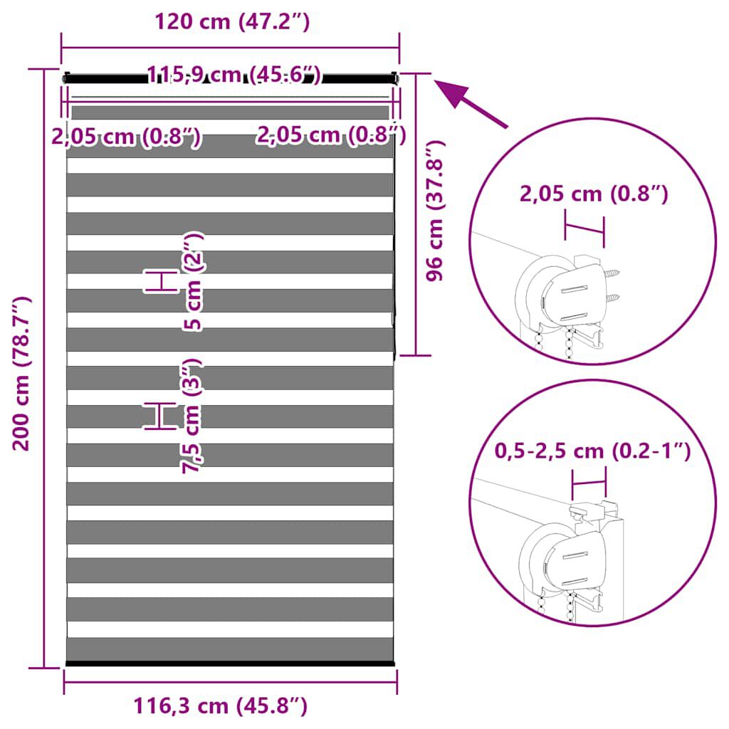 vidaXL Ζέβρα τυφλή Μαύρο Πλάτος υφάσματος 115,9 εκ. Πολυεστέρας