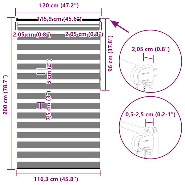vidaXL Ζέβρα τυφλή Μαύρο Πλάτος υφάσματος 115,9 εκ. Πολυεστέρας