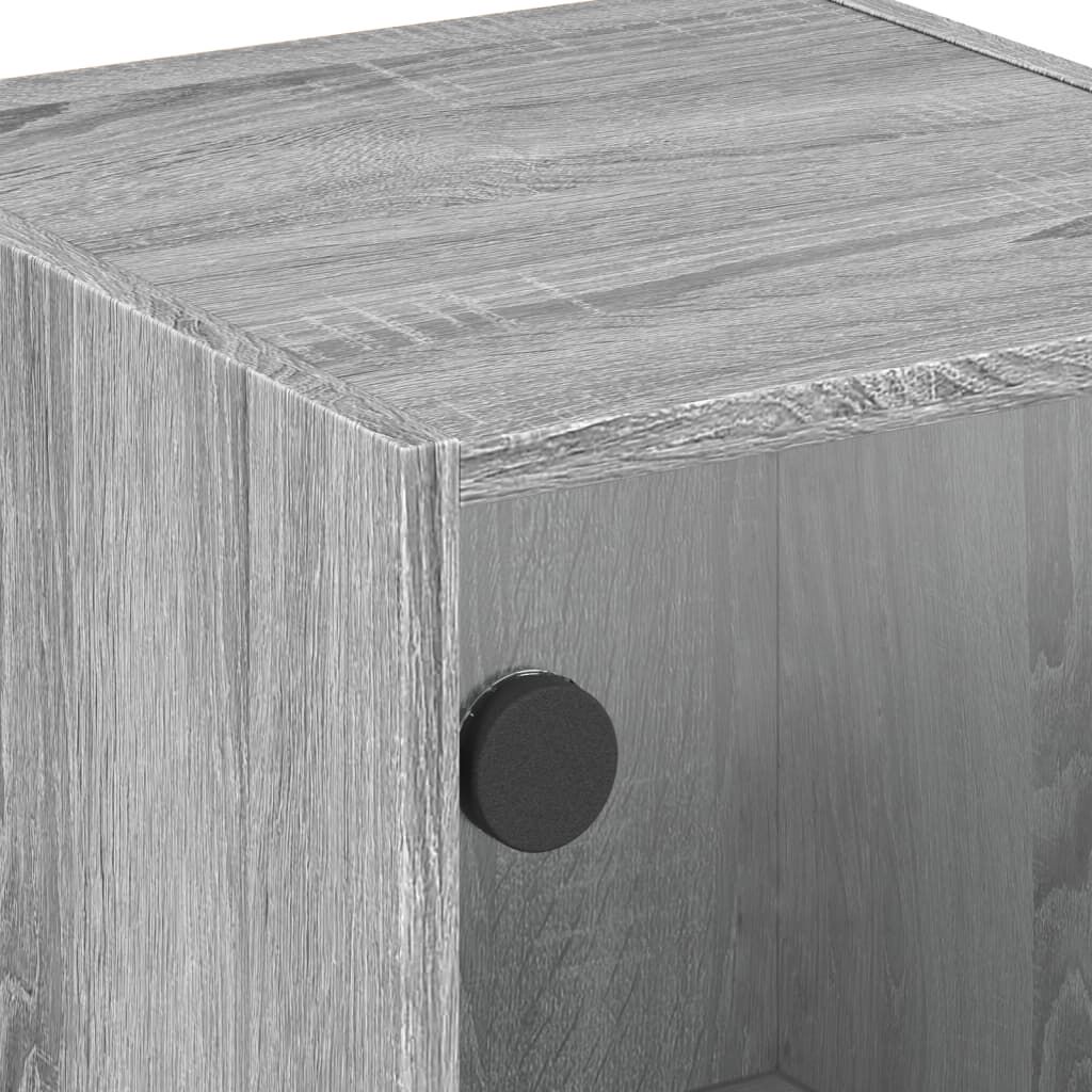 vidaXL Κομοδίνο Γκρι Sonoma 35x37x42 εκ. με Γυάλινη Πόρτα