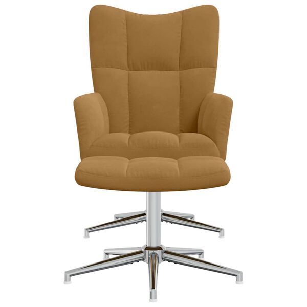 vidaXL Πολυθρόνα Relax Καφέ Βελούδινη με Σκαμπό