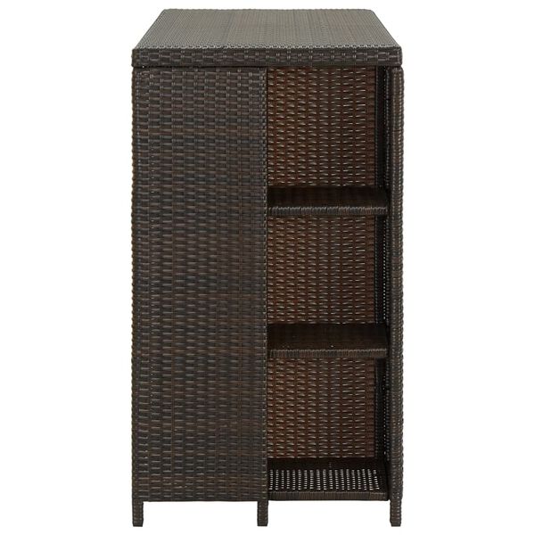 vidaXL Τραπέζι Μπαρ με Ράφια Καφέ 120x60x110 εκ. από Συνθετικό Ρατάν