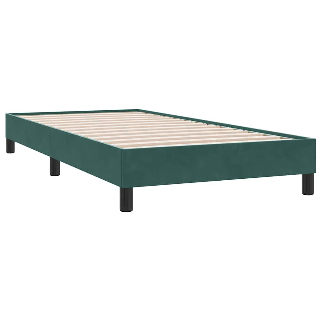 vidaXL Box Spring κρεβάτι με στρώμα σκούρο πράσινο 90x210εκ. Βελούδινο