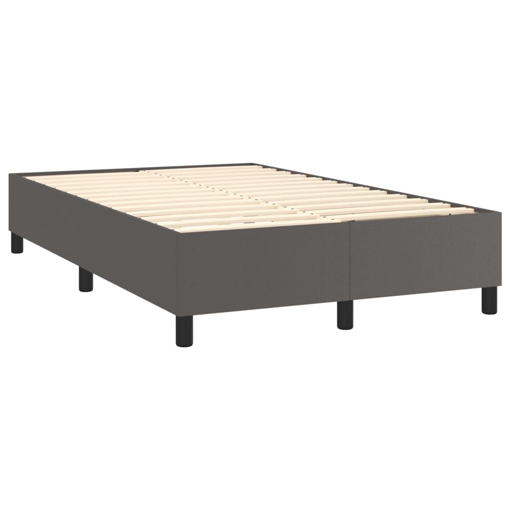 vidaXL Κρεβάτι Boxspring με Στρώμα & LED Γκρι 120x200 εκ. Συνθ. Δέρμα