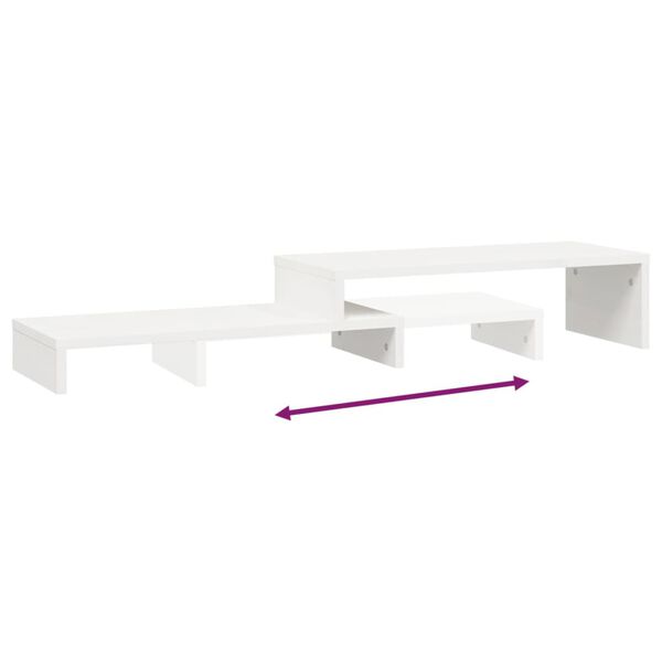 vidaXL Βάση Οθόνης Λευκή (52-101)x22x14 εκ. από Μασίφ Ξύλο Πεύκου