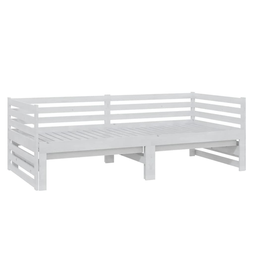 vidaXL Καναπές Κρεβάτι Λευκός 2 x (90 x 200) εκ. από Μασίφ Ξύλο Πεύκου