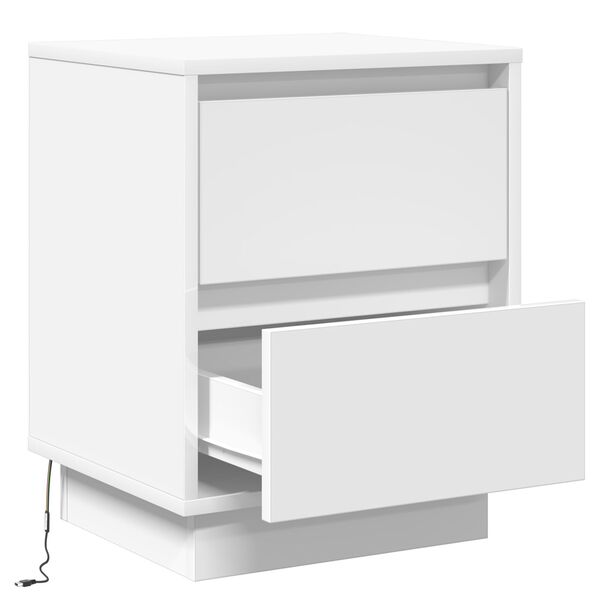 vidaXL Κομοδίνο με LED Φώτα Λευκό 39x34,5x50 εκ.