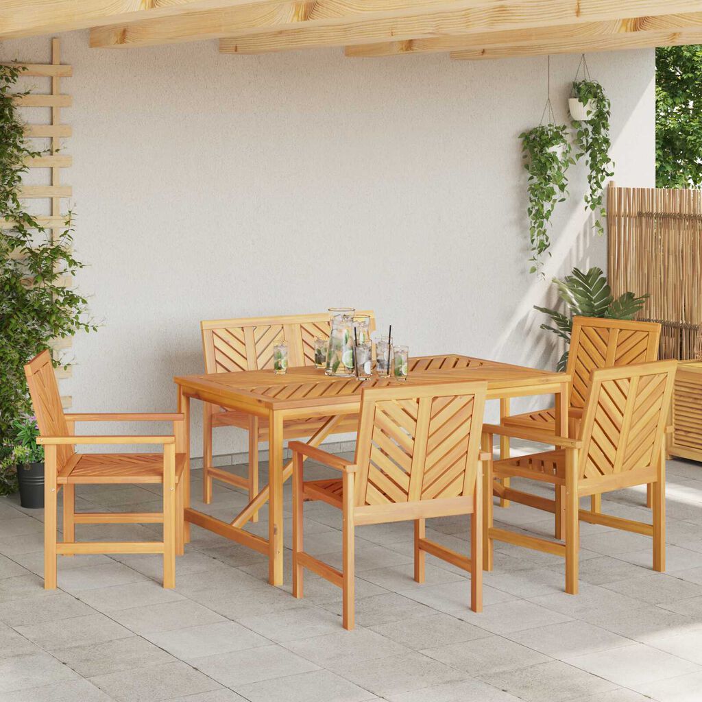 vidaXL Σέτ φαγητού για κήπο 6 pcs Καφέ 150 x 90 x 74 cm