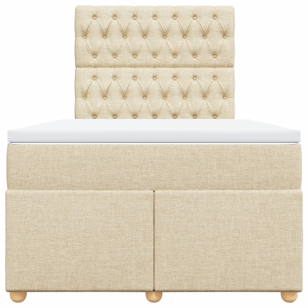 vidaXL Κρεβάτι Boxspring με Στρώμα Κρεμ 120x190 εκ. Υφασμάτινο