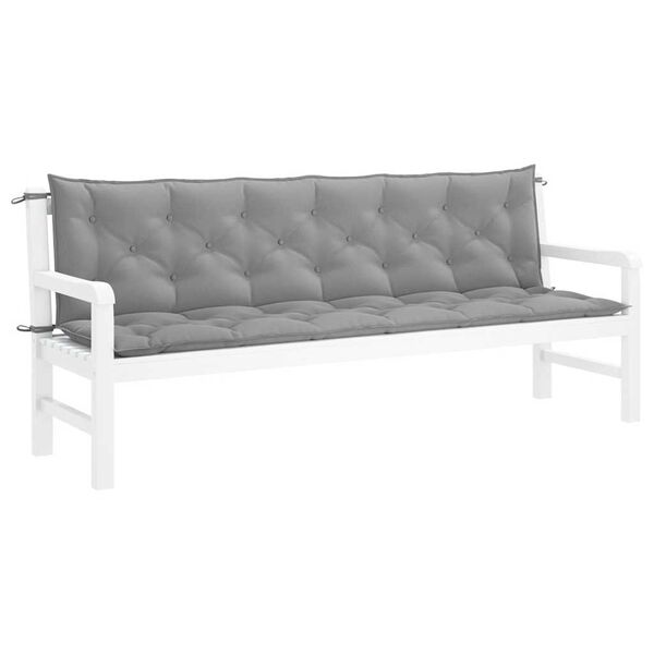 vidaXL Μαξιλάρι Πάγκου Κήπου Γκρι 200x(50+50)x7 εκ. Ύφασμα Oxford