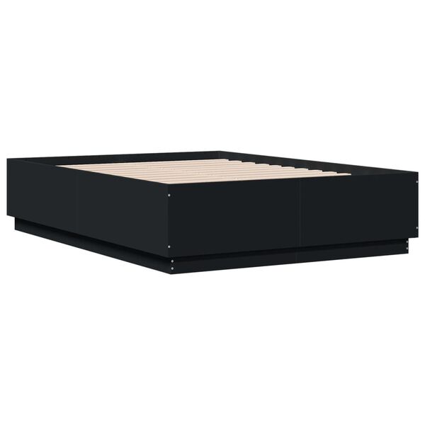 vidaXL Πλαίσιο Κρεβατιού Μαύρο 135x190 εκ. Επεξεργ. Ξύλο