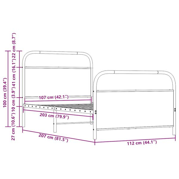 vidaXL Πλαίσιο Κρεβατιού Χωρ. Στρώμα Sonoma Δρυς 107x203 εκ Επ. Ξύλο