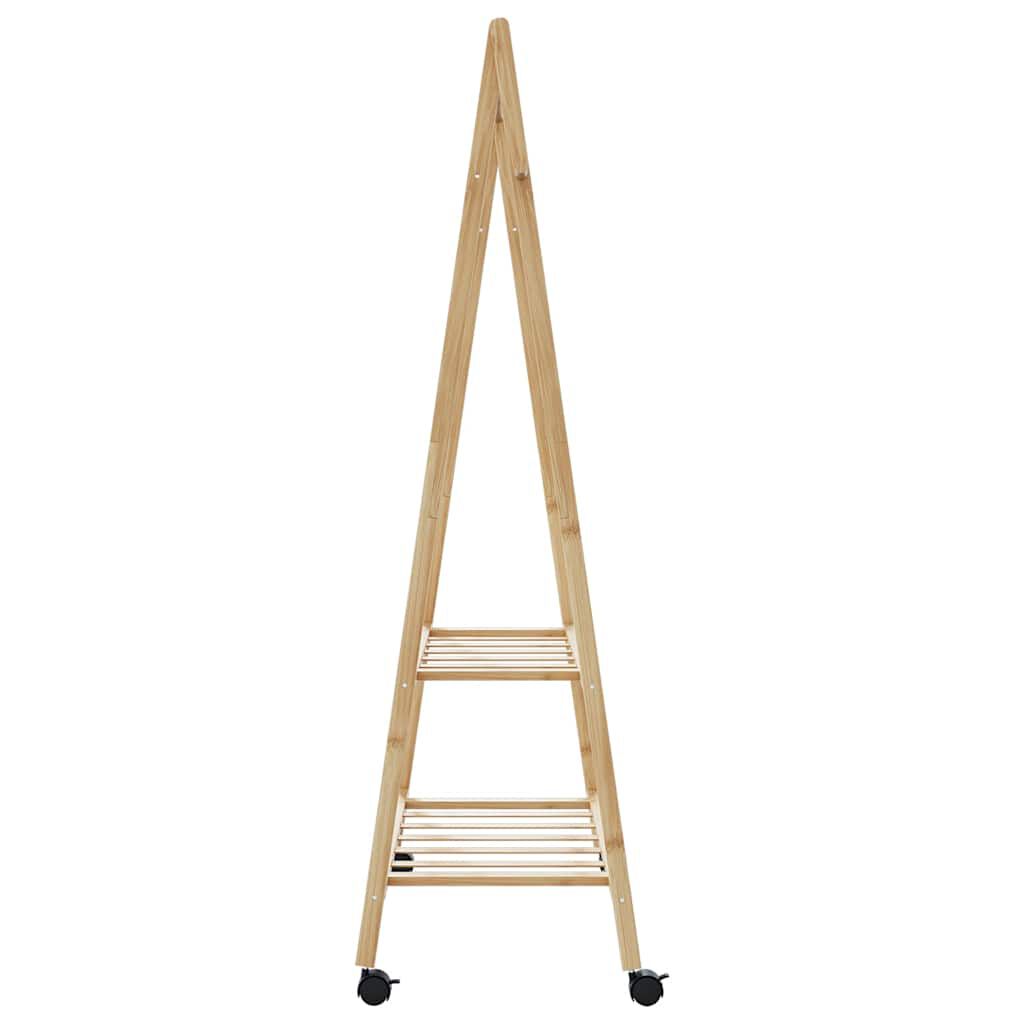 vidaXL Ράφι ρούχων με ράφια και ρόδες 96x45,5x155,5 cm Μπαμπού