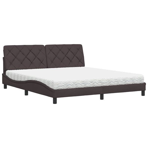 vidaXL Κρεβάτι Σκούρο Καφέ 180x200 εκ Υφασμάτινο